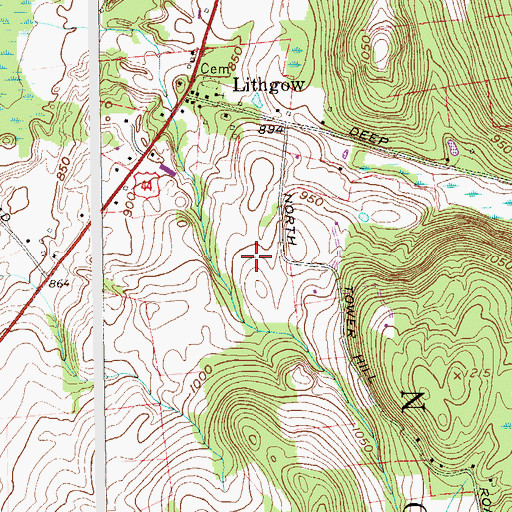 Topographic Map of Evergreen Farm, NY