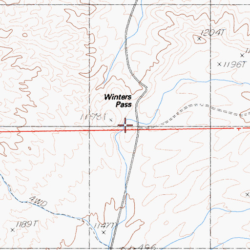 Topographic Map of Winters Pass, CA
