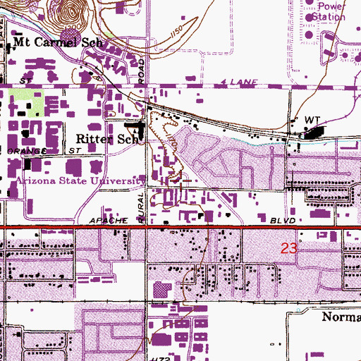 Topographic Map of University Mobile Home Park, AZ
