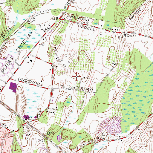 Topographic Map of Underhill Farms, NY