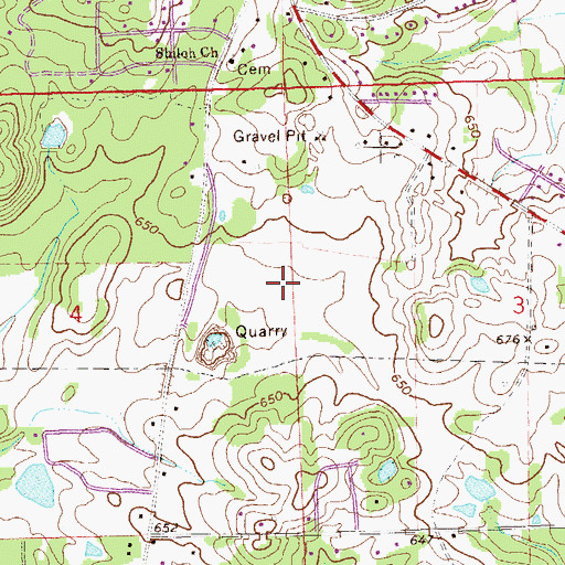 Topographic Map of Opelika Quarry, AL