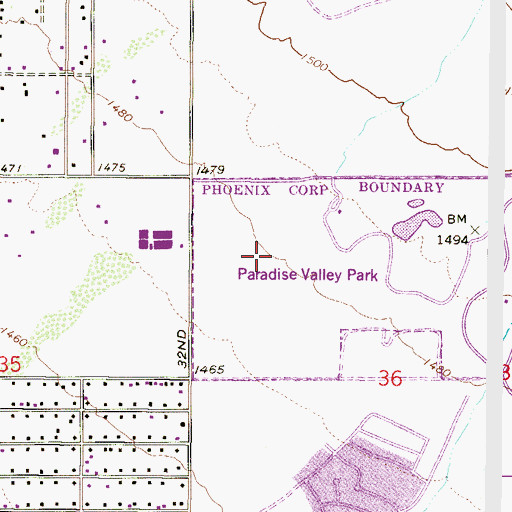 Topographic Map of Paradise Valley Community College, AZ