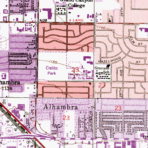 Topographic Map of Grenada Primary School, AZ