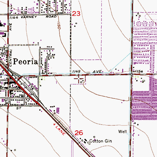Topographic Map of Desert Pointe Academy, AZ
