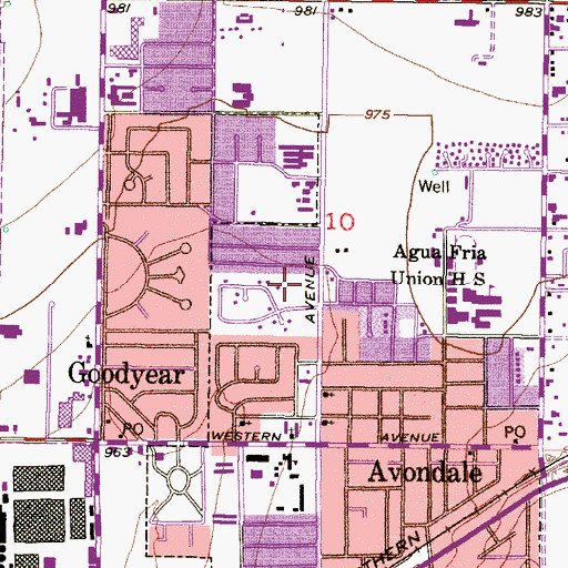 Topographic Map of Estrella High School, AZ