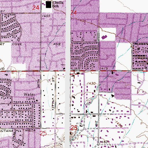 Topographic Map of Tesseract School - Middle and Upper School Campus, AZ