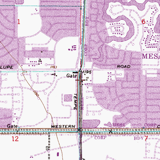 Topographic Map of Mesa Montessori School, AZ