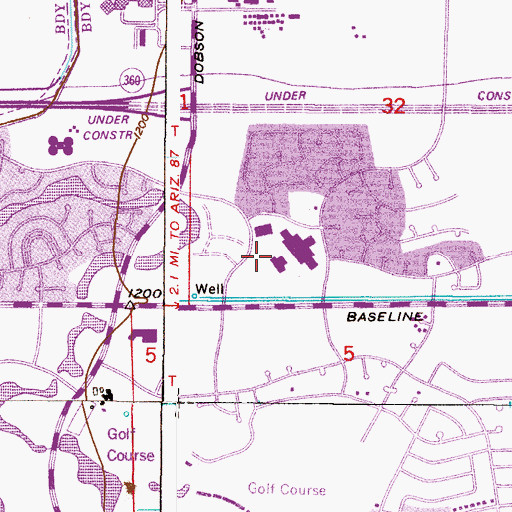 Topographic Map of Rhodes Junior High School, AZ