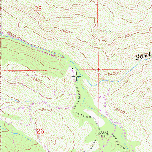 Topographic Map of Witch Creek, CA
