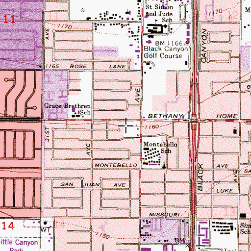 Topographic Map of Apollo College Phoenix Westside Campus, AZ