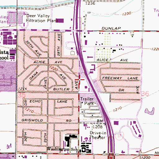 Topographic Map of Carrington College Phoenix North Campus, AZ