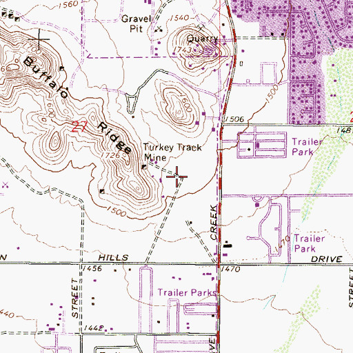 Topographic Map of Val Vista Trailer Park, AZ