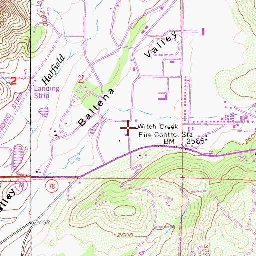Topographic Map of Witch Creek Fire Control Station, CA