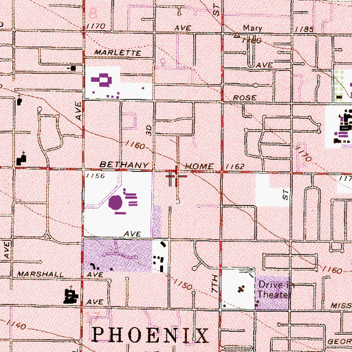 Topographic Map of Phoenix Hebrew Academy, AZ