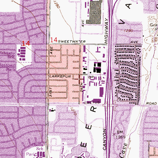 Topographic Map of Accommodation School, AZ