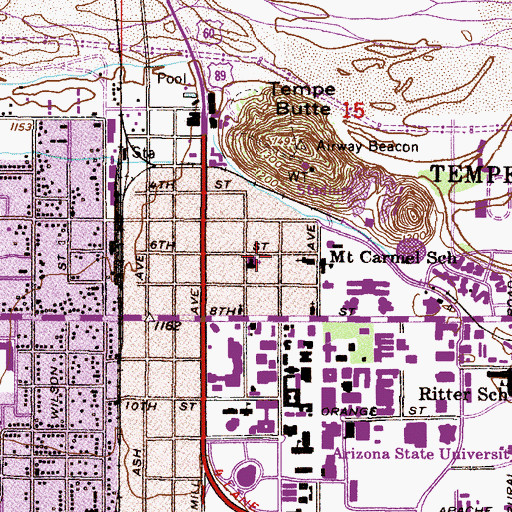 Topographic Map of Phoenix Metro Islamic School, AZ