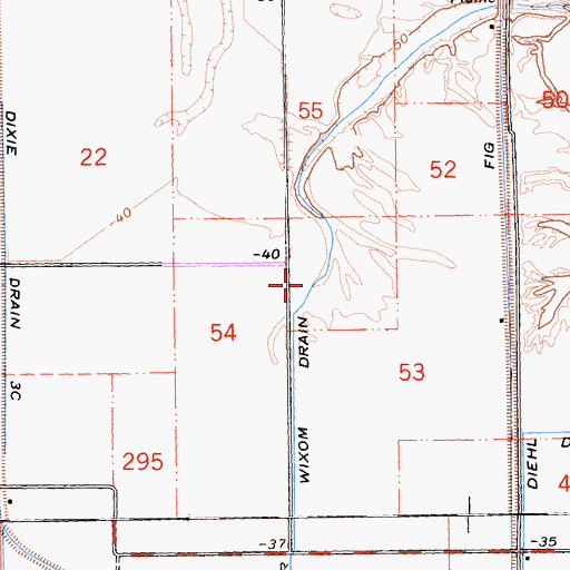 Topographic Map of Wixom Drain, CA
