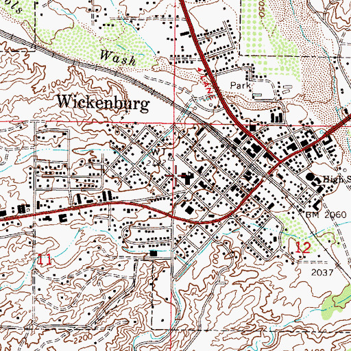 Topographic Map of Wickenburg Christian Academy, AZ