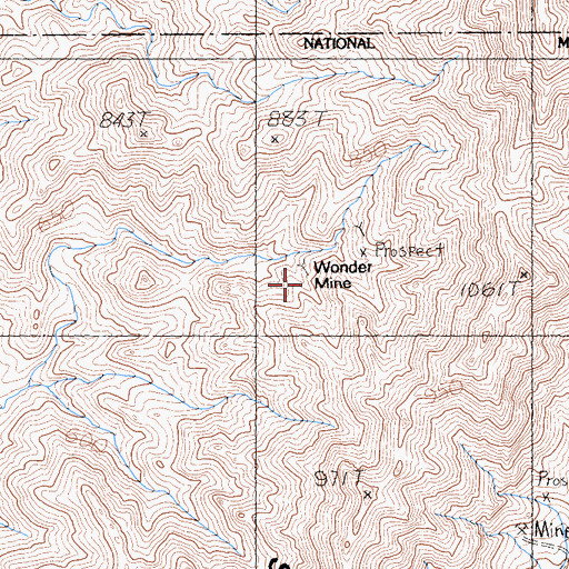Topographic Map of Wonder Mine, CA