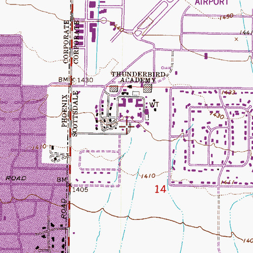 Topographic Map of Thunderbird Christian Elementary School, AZ