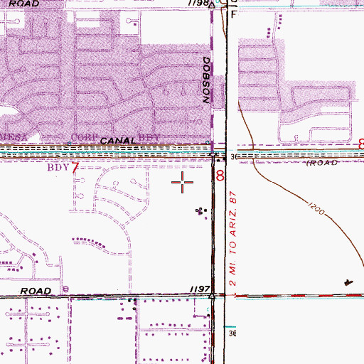 Topographic Map of Chandler Academy of Arts and Technology, AZ