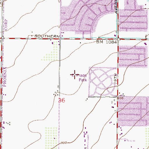 Topographic Map of Ed and Verma Pastor Elementary School, AZ