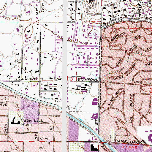 Topographic Map of Camelback Christian School, AZ