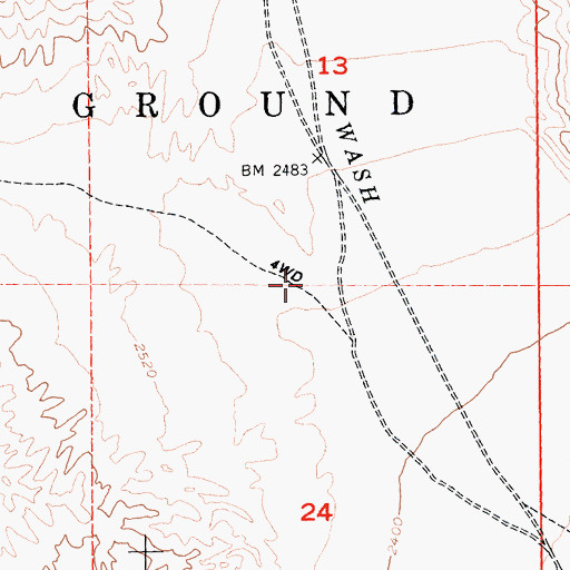 Topographic Map of Wood Canyon, CA