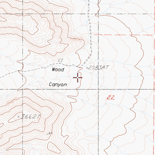 Topographic Map of Wood Canyon, CA