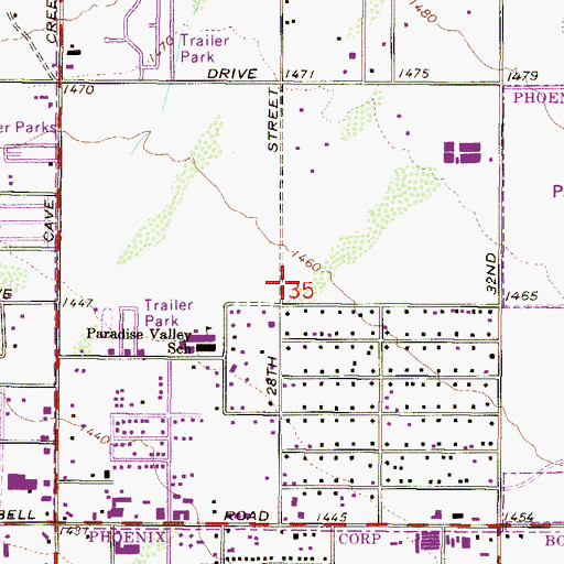 Topographic Map of Vista Verde Middle School, AZ
