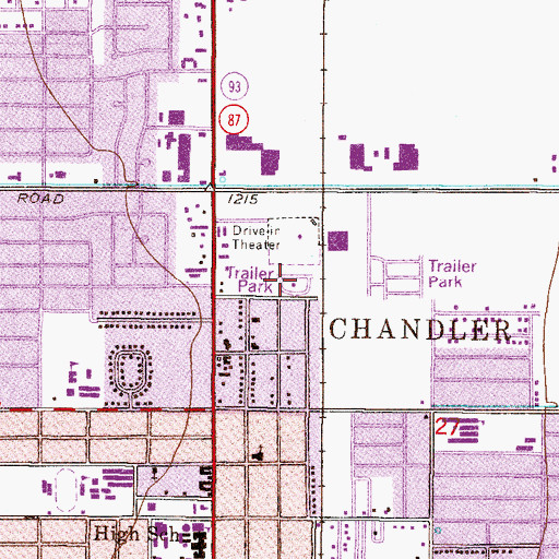 Topographic Map of Valley Mobile Homes Estate, AZ