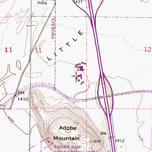 Topographic Map of Adobe Mountain School North, AZ