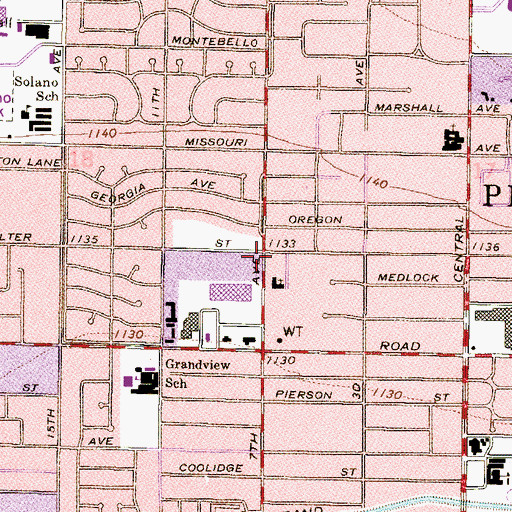 Topographic Map of Valley Lutheran High School, AZ