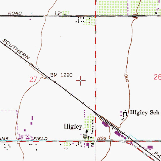 Topographic Map of Williams Field High School, AZ