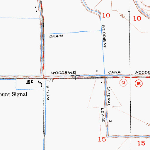 Topographic Map of Woodbine Canal, CA