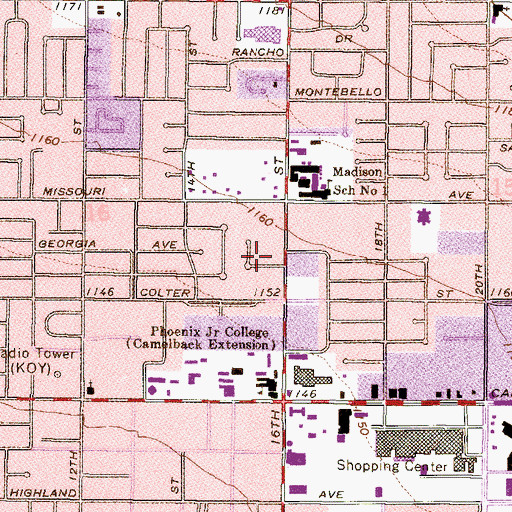 Topographic Map of Madison Traditional Academy, AZ