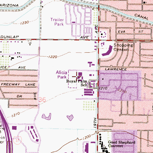 Topographic Map of Cardinals Academy, AZ