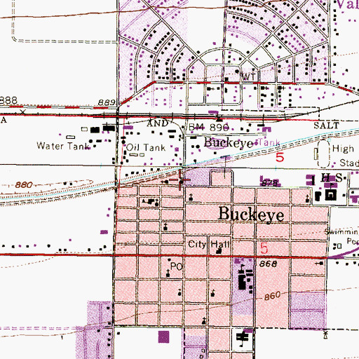 Topographic Map of Buckeye Academy, AZ