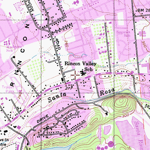 Topographic Map of Douglas Whited Elementary School, CA