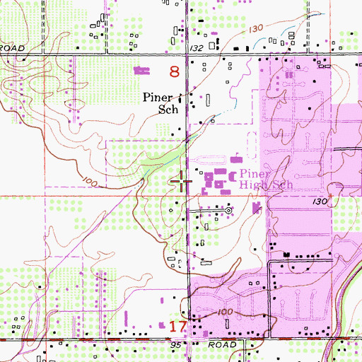 Topographic Map of Grace Continuation High School, CA