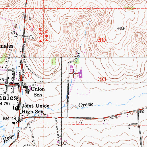 Topographic Map of Tomales High School, CA
