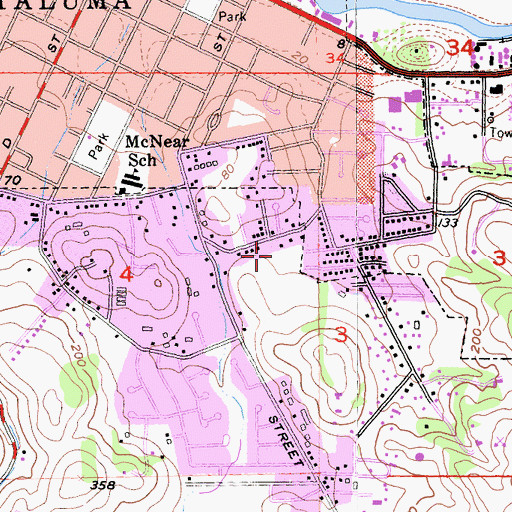 Topographic Map of Grant Elementary School, CA