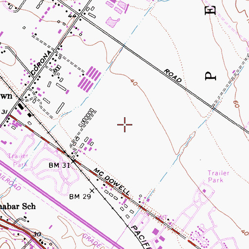 Topographic Map of Meadow Elementary School, CA