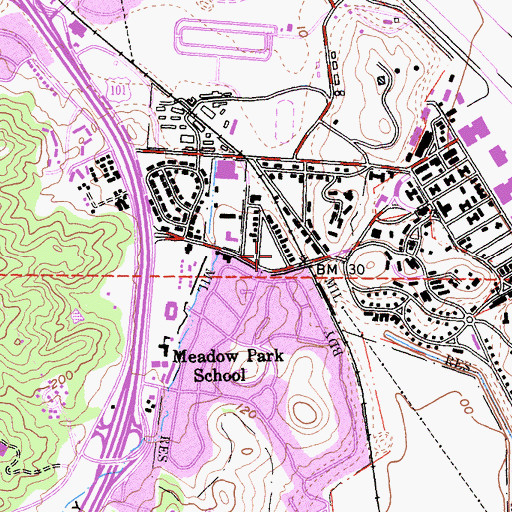 Topographic Map of Novato Charter School, CA