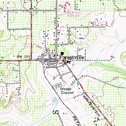 Topographic Map of Forestville Academy, CA