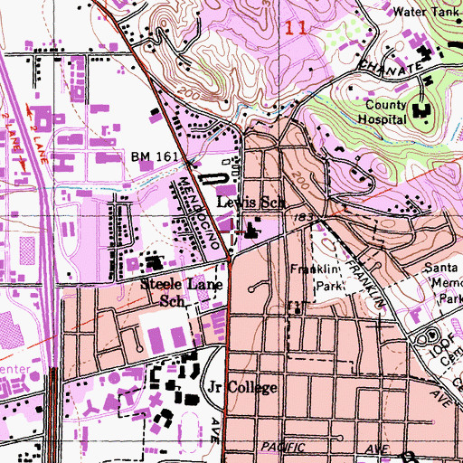 Topographic Map of Nueva Vista High School, CA