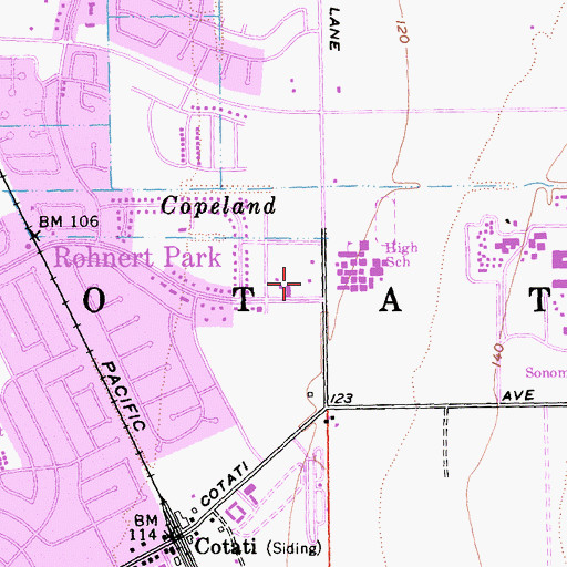Topographic Map of Cross Crown Lutheran School, CA