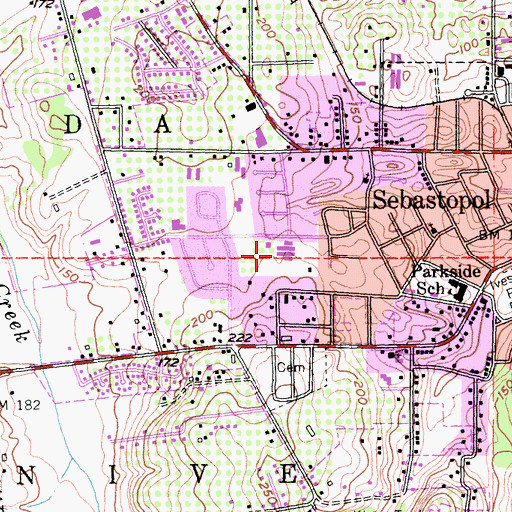 Topographic Map of Brook Haven Middle School, CA
