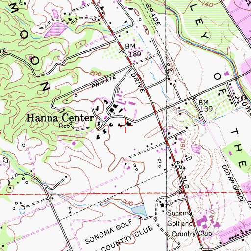 Topographic Map of Archbishop Hanna High School, CA