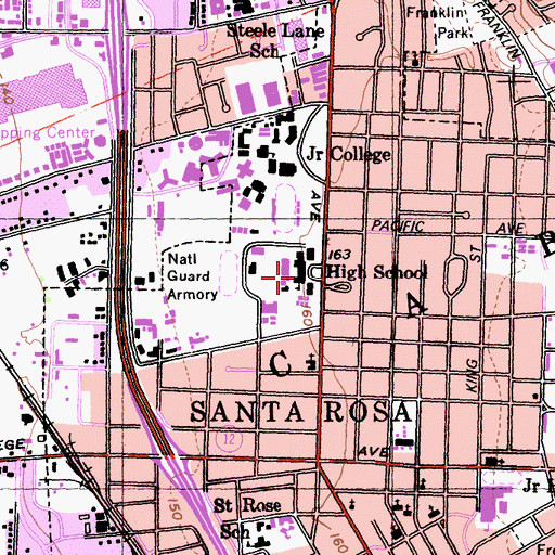Topographic Map of Mesa Necessary Continuation High School, CA